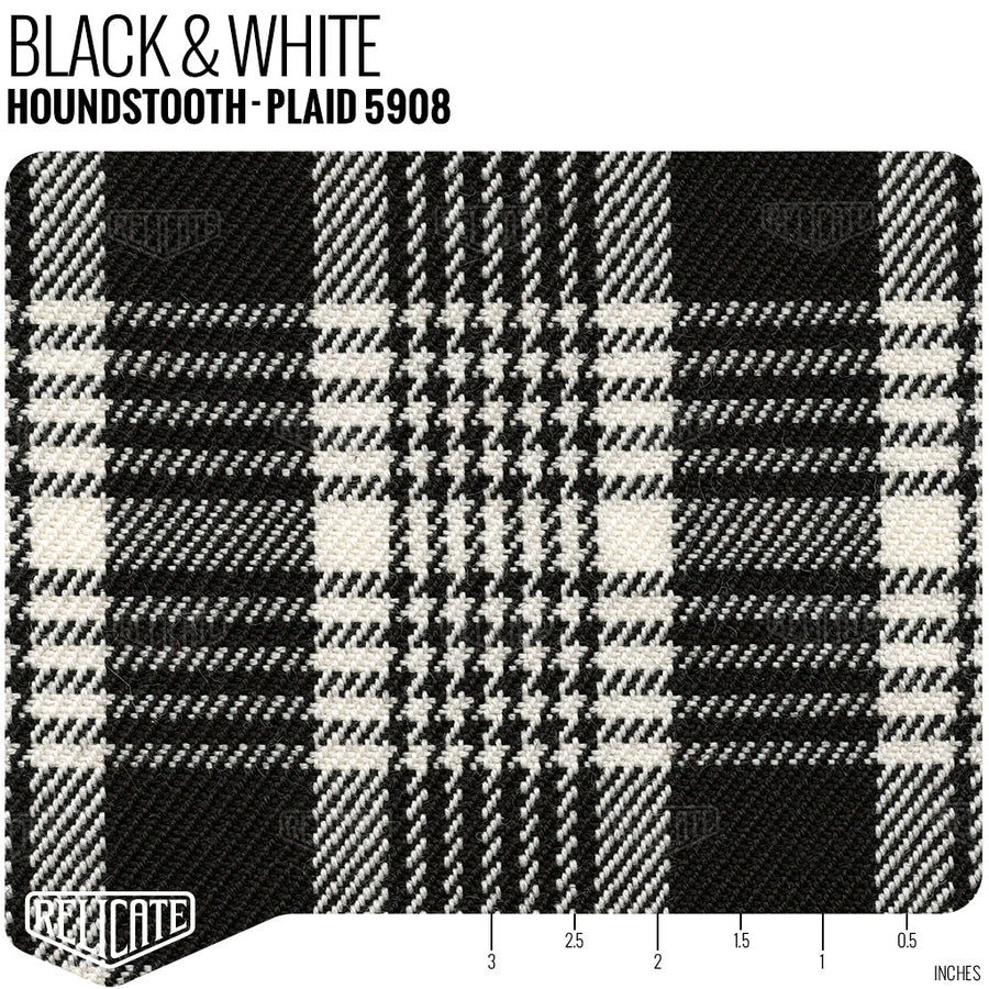Houndstooth-Plaid Seat Fabric - Black & White Product / Black & White - Relicate Leather Automotive Interior Upholstery