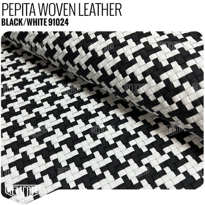 Hand Woven Leather - Nappa Leather - Pepita Black/White - Relicate Leather Automotive Interior Upholstery