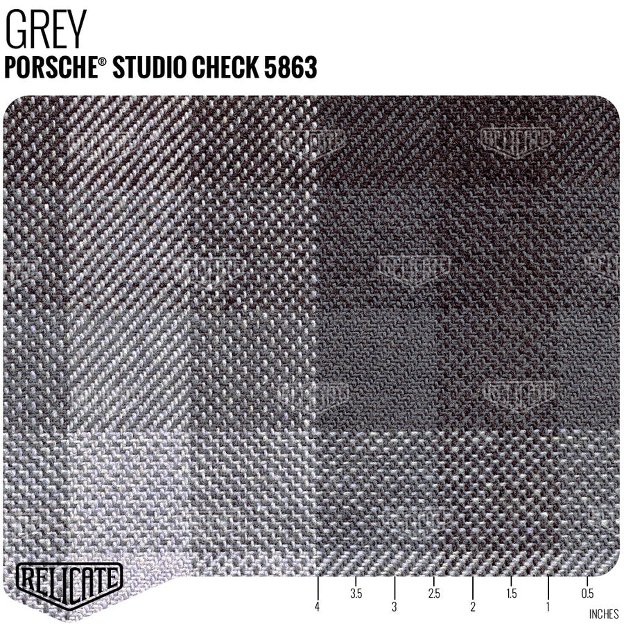 Porsche Studio Check Seat Fabric - Grey Product / Grey - Relicate Leather Automotive Interior Upholstery