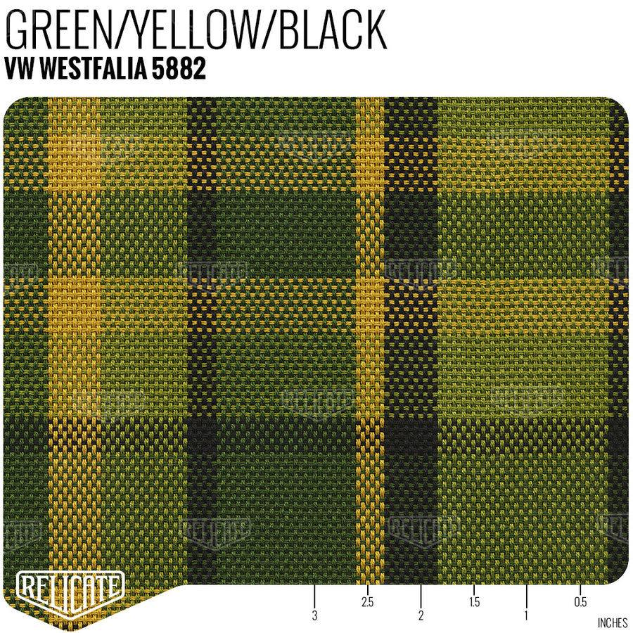 Westfalia Plaid Fabric - Green Product / Green/Yellow/Black - Relicate Leather Automotive Interior Upholstery