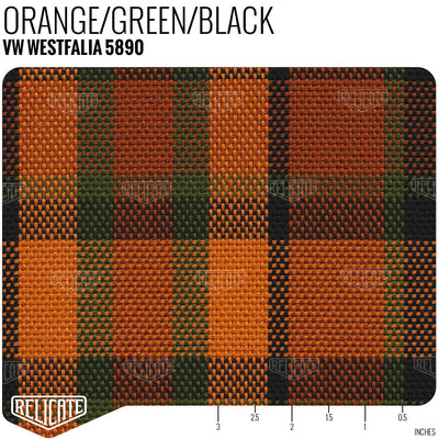 Plaid by the Linear Foot VW Westfalia - Orange 5890 - Linear Foot - Relicate Leather Automotive Interior Upholstery