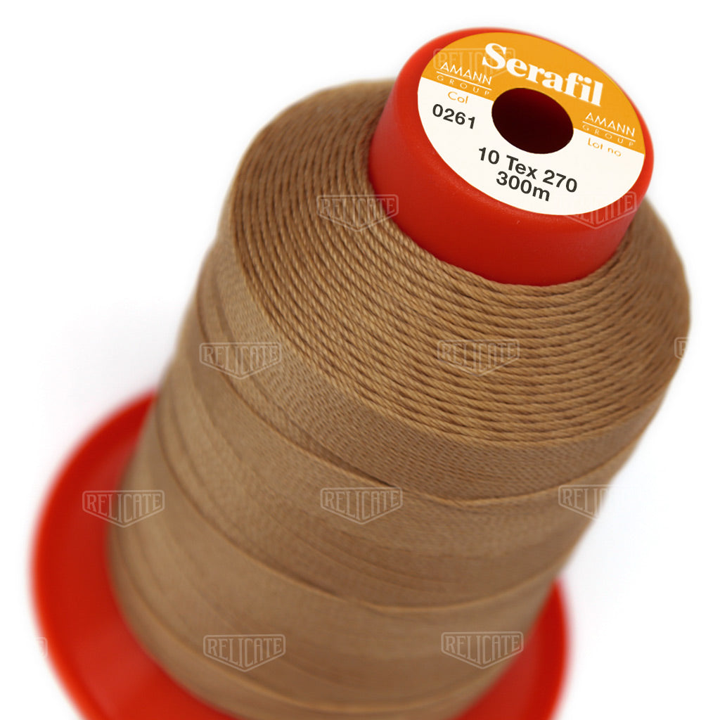 Whites/Browns Serafil Thread 10 (TEX 270) 0261 - Relicate Leather Automotive Interior Upholstery