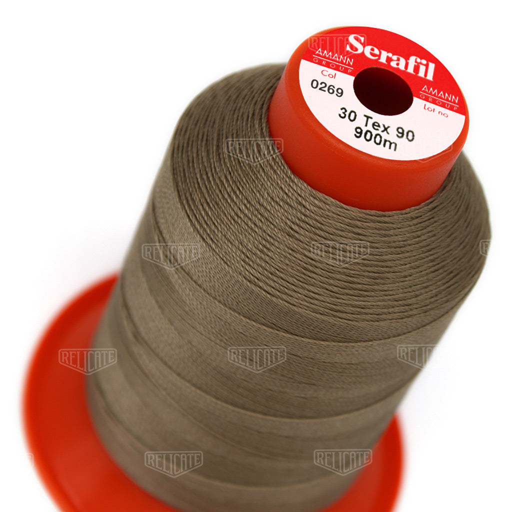 Whites/Browns Serafil Thread 30 (TEX 90) 0269 - Relicate Leather Automotive Interior Upholstery