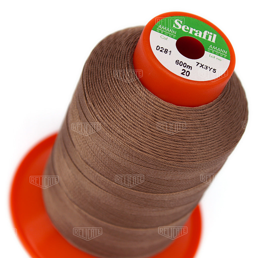 Whites/Browns Serafil Thread 20 (TEX 135) 0281 - Relicate Leather Automotive Interior Upholstery