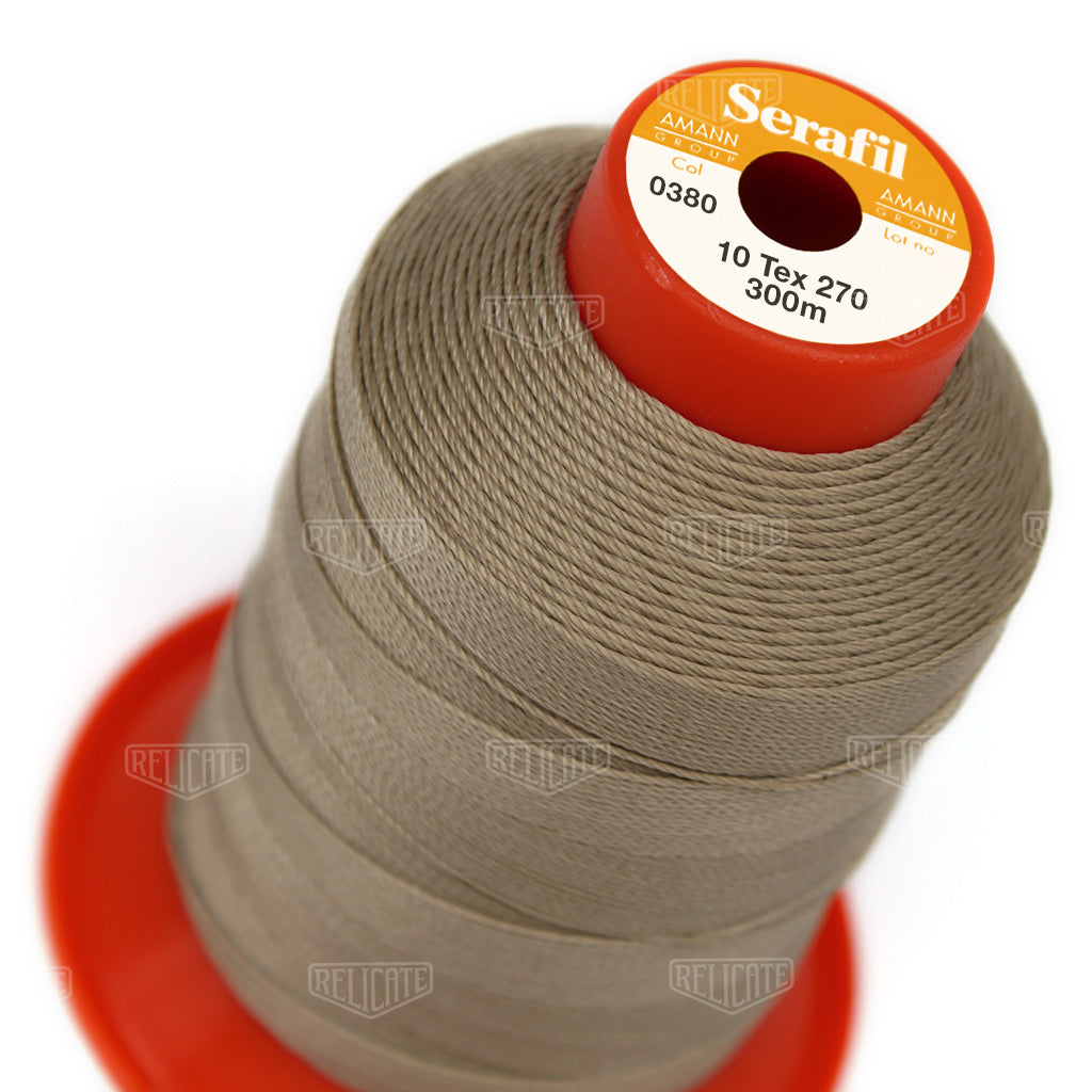 Whites/Browns Serafil Thread 10 (TEX 270) 0380 - Relicate Leather Automotive Interior Upholstery