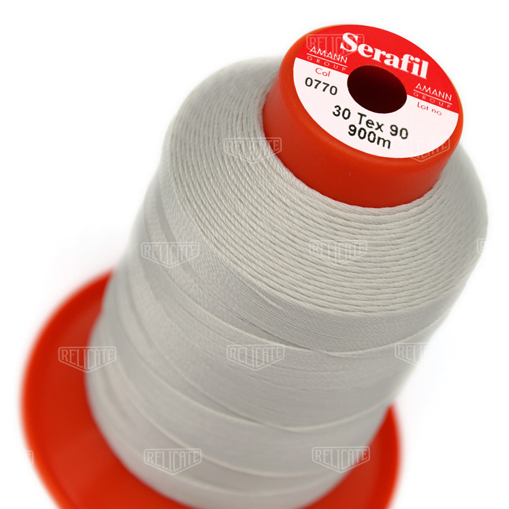 Whites/Browns Serafil Thread 30 (TEX 90) 0770 - Relicate Leather Automotive Interior Upholstery