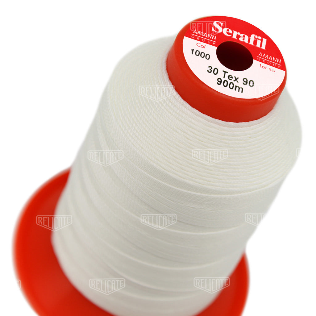 Whites/Browns Serafil Thread 30 (TEX 90) 1000 - Relicate Leather Automotive Interior Upholstery