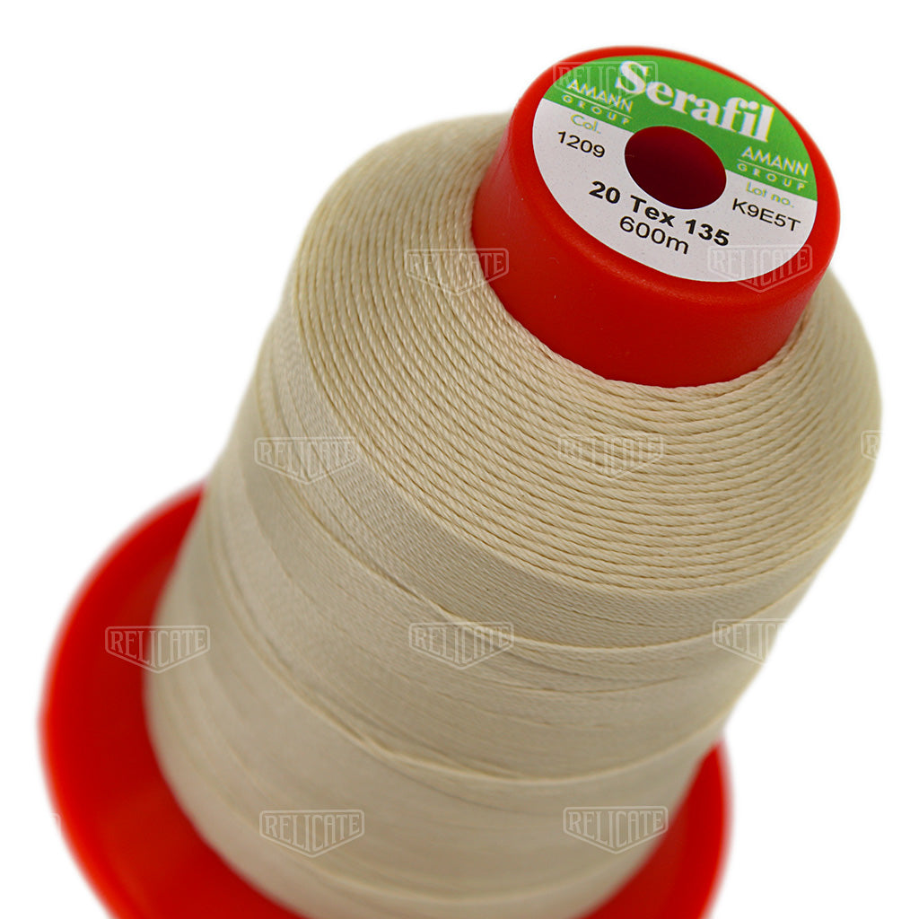 Whites/Browns Serafil Thread 20 (TEX 135) 1209 - Relicate Leather Automotive Interior Upholstery