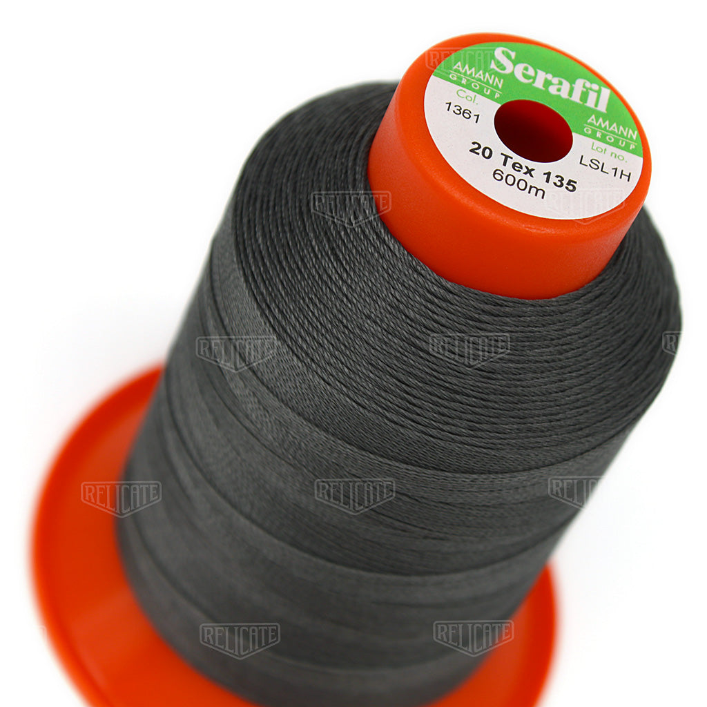 Greys/Blacks Serafil Thread 20 (TEX 135) 1361 - Relicate Leather Automotive Interior Upholstery