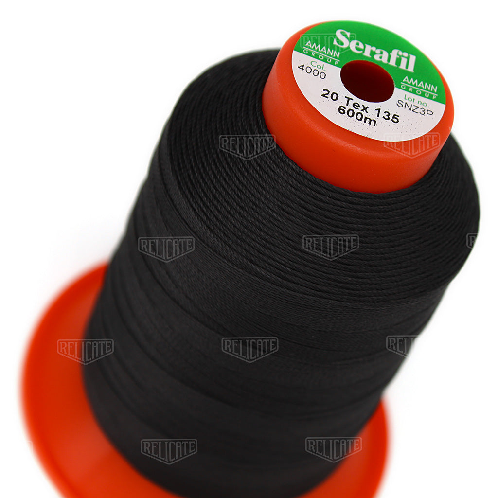 Greys/Blacks Serafil Thread 20 (TEX 135) 4000 - Relicate Leather Automotive Interior Upholstery