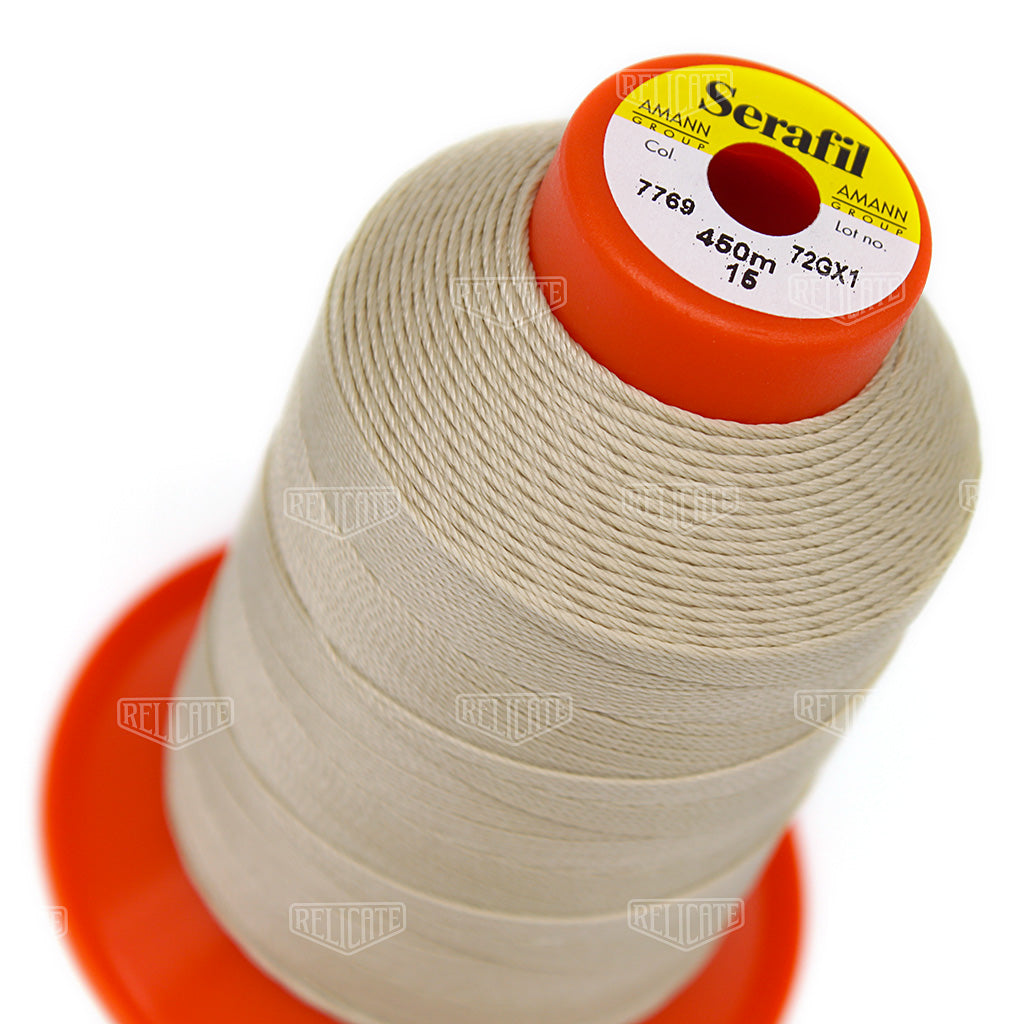 Whites/Browns Serafil Thread 15 (TEX 210) 7769 - Relicate Leather Automotive Interior Upholstery