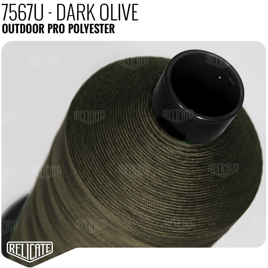 Outdoor PRO Polyester Thread - SIZE 20 (TEX 135) Dark Olive - 7567U - Size 20 (TEX 135) - 1LB - Relicate Leather Automotive Interior Upholstery