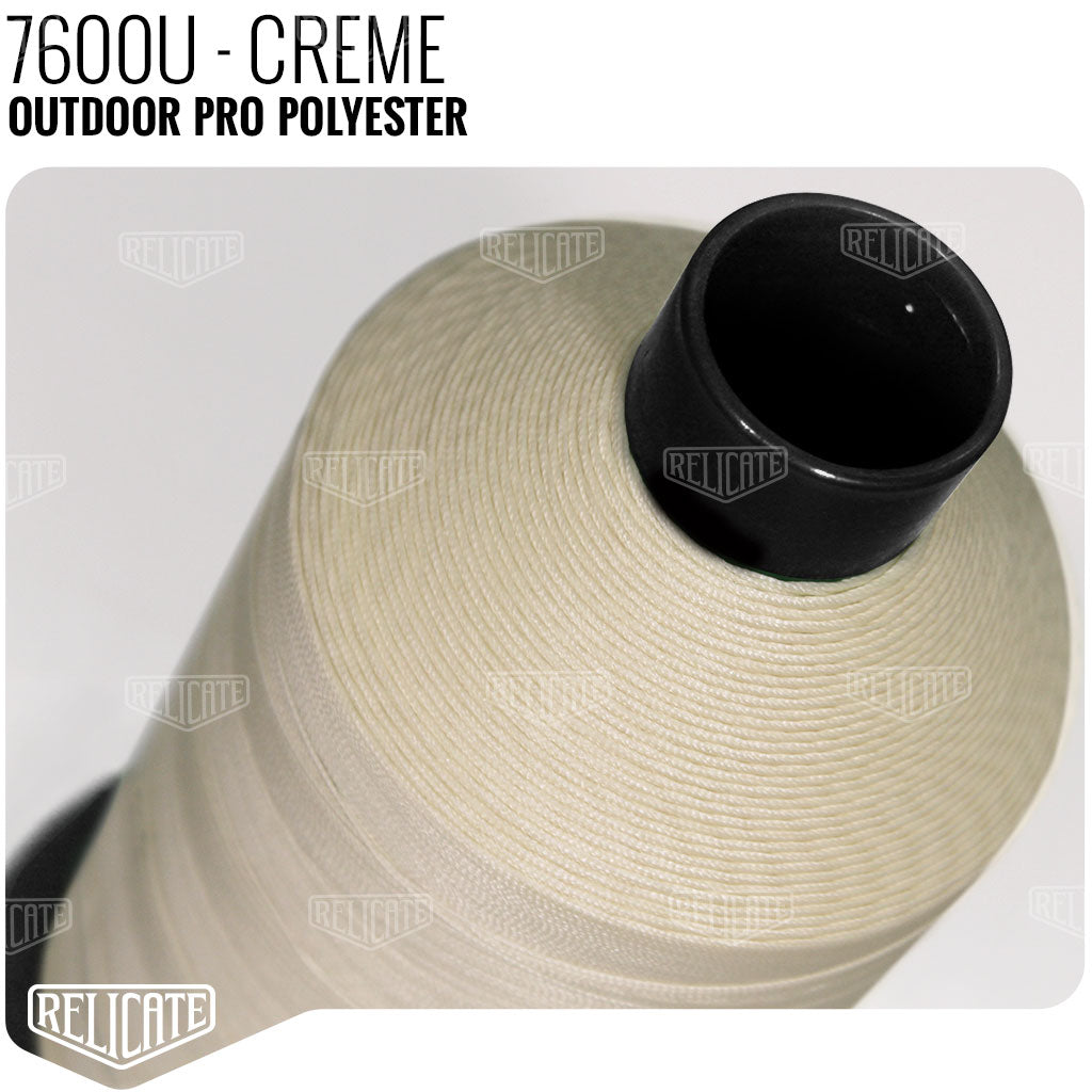 Outdoor PRO Polyester Thread - SIZE 30 (TEX 90) - 16oz Creme - 7600U - Size 30 (TEX 90) - 1LB - Relicate Leather Automotive Interior Upholstery
