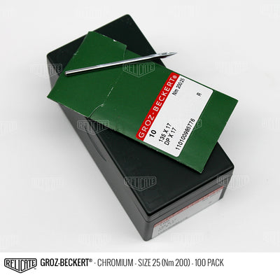 Groz-Beckert 135x17 Chromium Needles Size 25 (Nm 200) - 718882 / 100 Pack - Relicate Leather Automotive Interior Upholstery