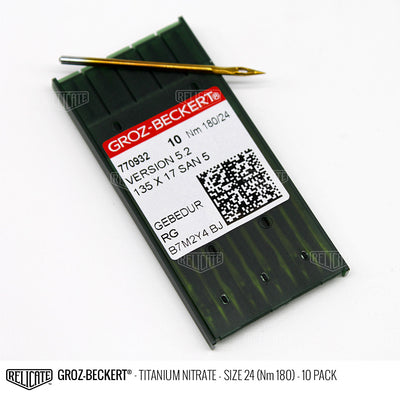 Groz-Beckert 135x17 Titanium Nitrate Needles Size 24 (Nm 180) - 770932 / 10 Pack - Relicate Leather Automotive Interior Upholstery