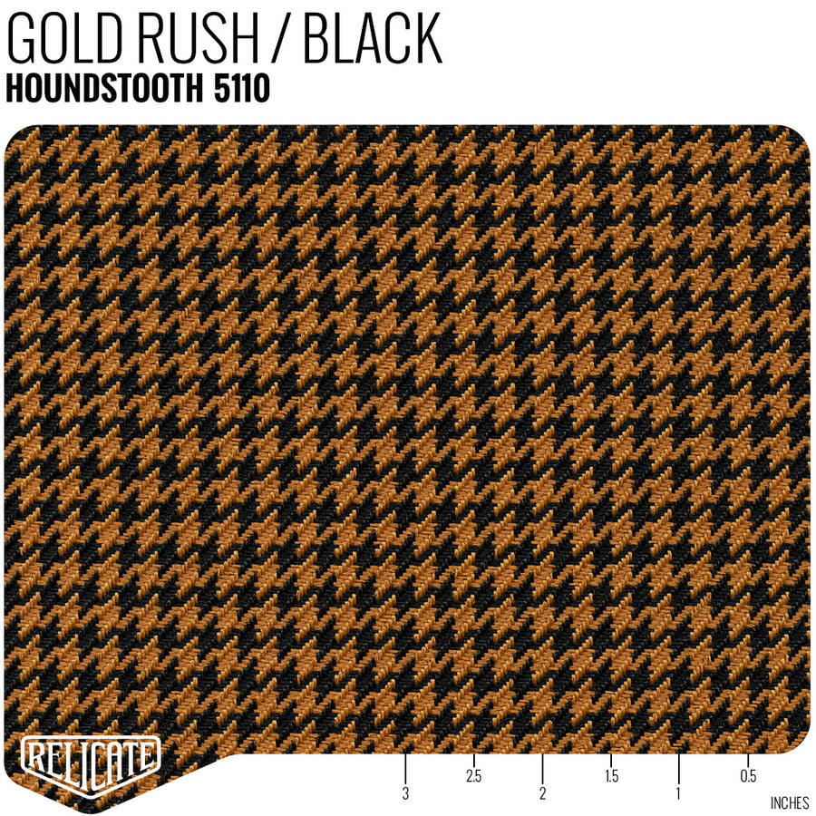 Houndstooth Seat Fabric - Gold Rush / Black Product / Gold Rush/Black - Relicate Leather Automotive Interior Upholstery