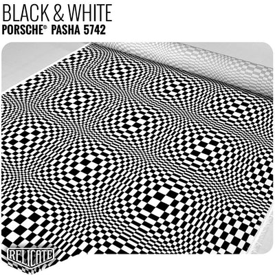 Porsche Pasha Checkerboard Seat Fabric - Black & White - Relicate Leather Automotive Interior Upholstery