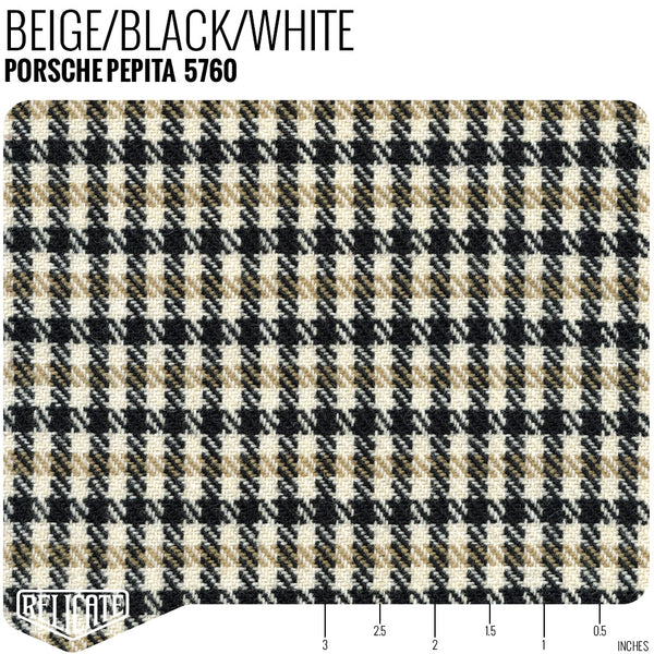Porsche Pepita Houndstooth Seat Fabric Beige Black White