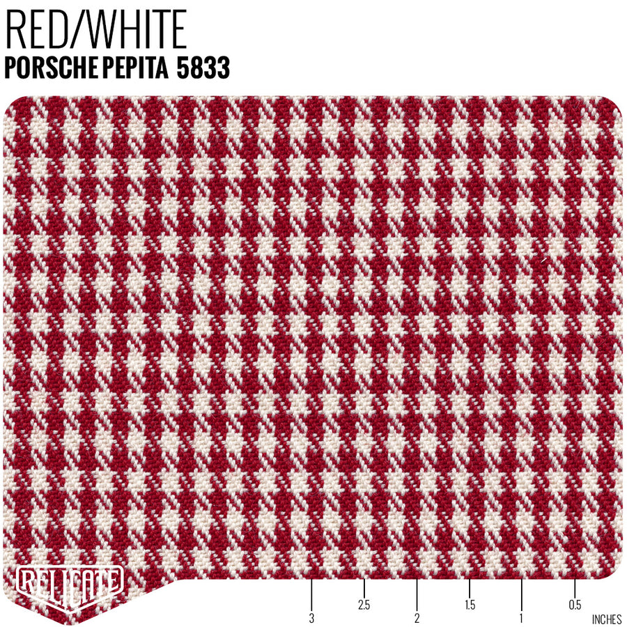 Porsche Pepita Houndstooth Seat Fabric - Red/White Product / Red/White - Relicate Leather Automotive Interior Upholstery