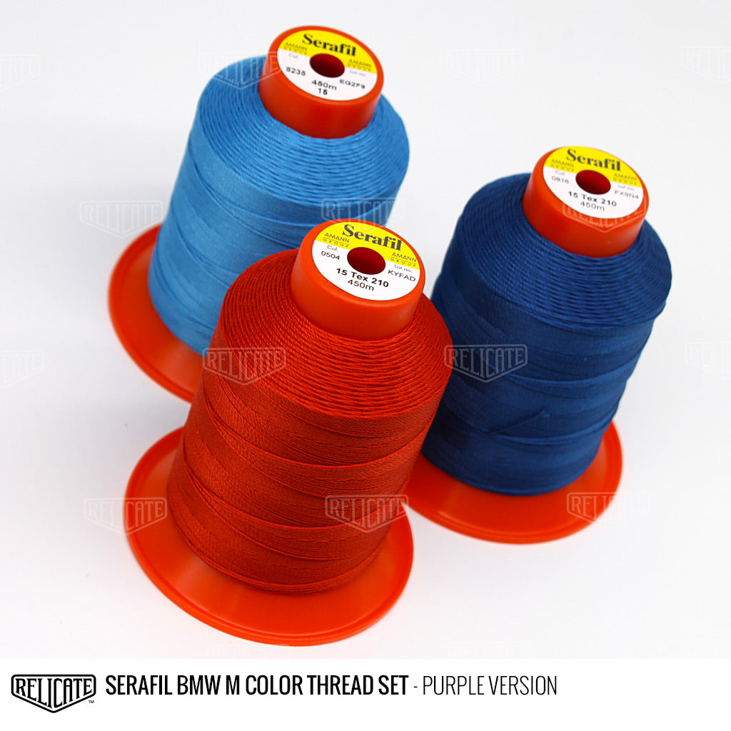Serafil BMW M Color Thread Set SIZE 15 (TEX 210) / Blue - Relicate Leather Automotive Interior Upholstery
