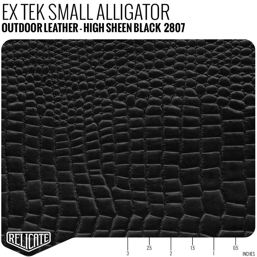 EX TEK Motorcycle Leather - Small Alligator High Sheen Black Product / 1/2 Hide - Relicate Leather Automotive Interior Upholstery