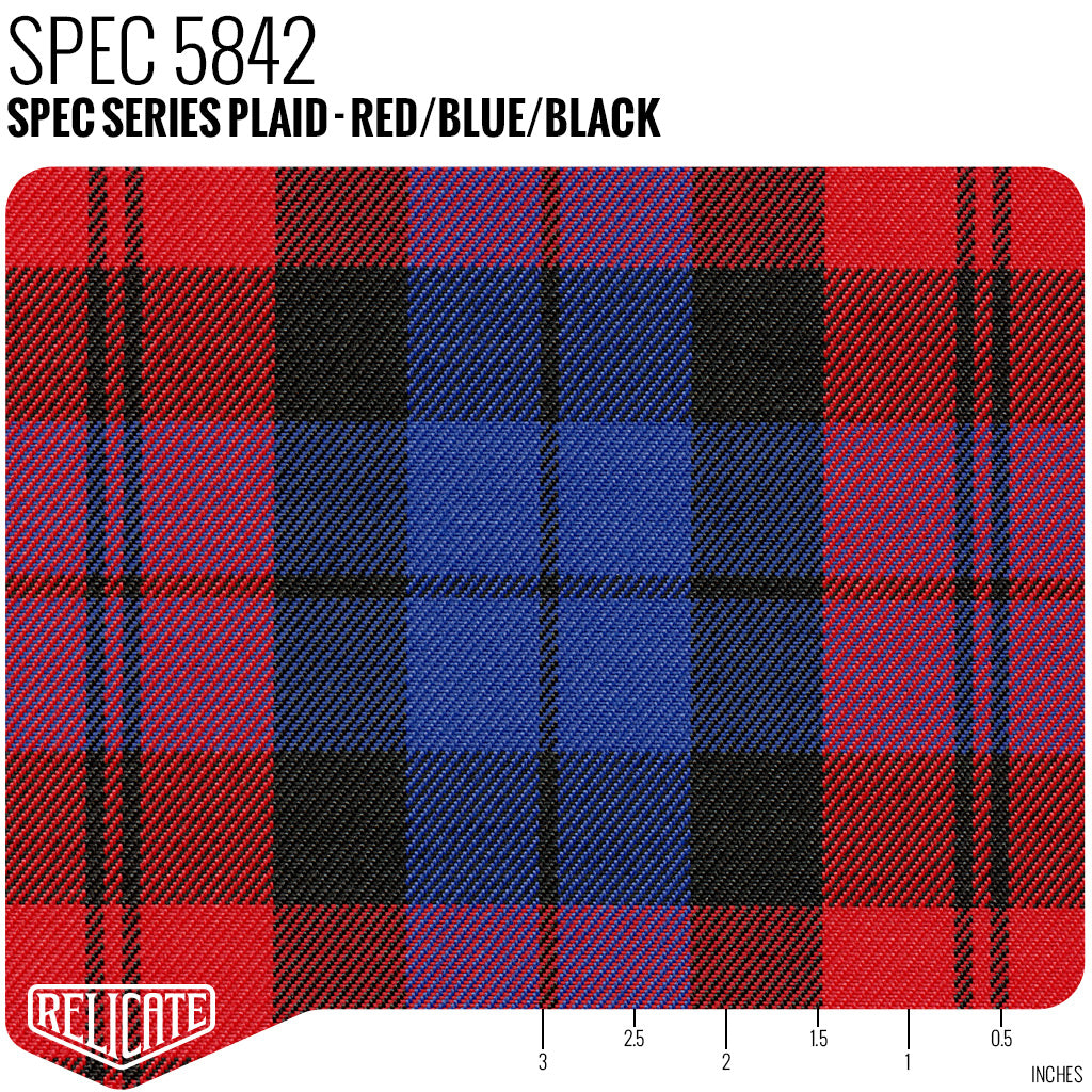 SPEC Series Plaid Fabric - Red / Blue / Black - Relicate Leather Automotive Interior Upholstery
