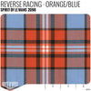 Spirit of Le Mans Plaid Fabric - Reverse Racing - Orange / Blue Product / Orange/Blue - Relicate Leather Automotive Interior Upholstery