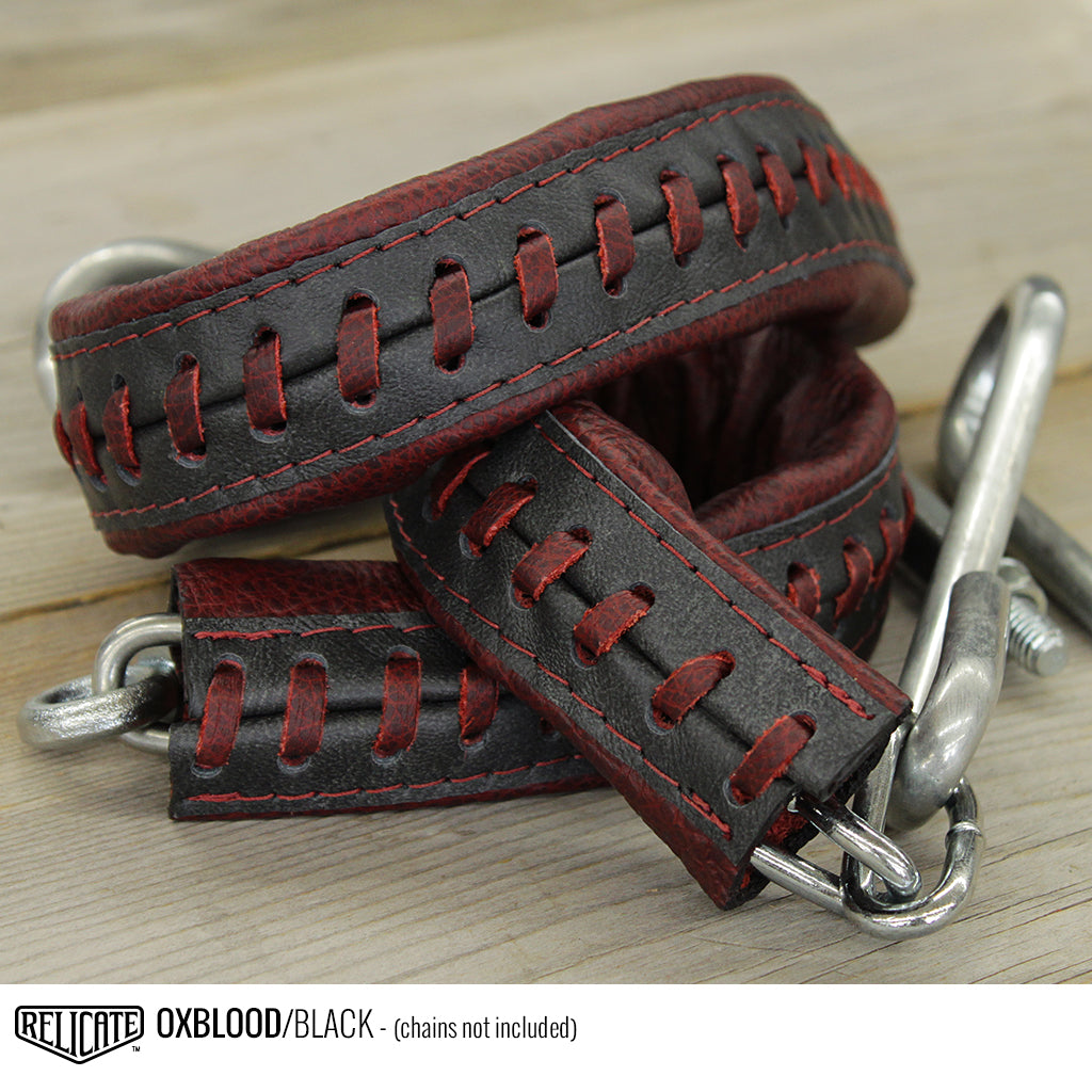 Leather Tailgate Chain Covers - Chevy/GMC '41-'53 Chevy/GMC / Oxblood w/Black accent - Relicate Leather Automotive Interior Upholstery
