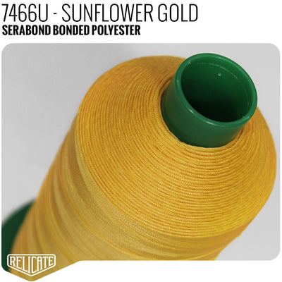 Serabond Bonded Polyester Outdoor Thread - SIZE 30 (TEX 90) Sunflower Gold - 7466U - Size 30 (TEX 90) - 8 OZ - Relicate Leather Automotive Interior Upholstery