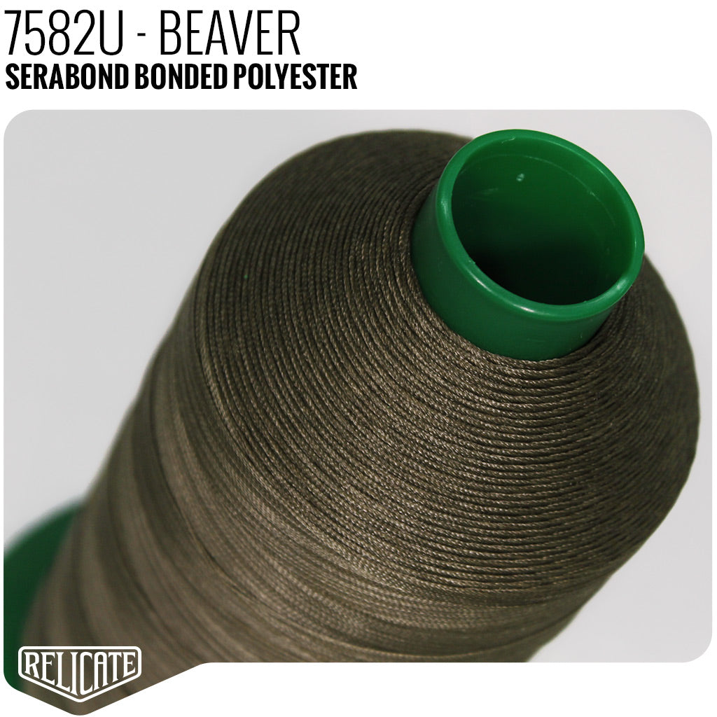 Serabond Bonded Polyester Outdoor Thread - SIZE 30 (TEX 90) - 8OZ Beaver - 7582U - Size 30 (TEX 90) - 8 OZ - Relicate Leather Automotive Interior Upholstery