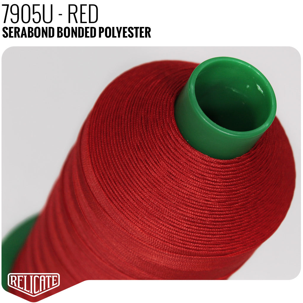 Serabond Bonded Polyester Outdoor Thread - SIZE 30 (TEX 90) - 8OZ Red - 7905U - Size 30 (TEX 90) - 8 OZ - Relicate Leather Automotive Interior Upholstery