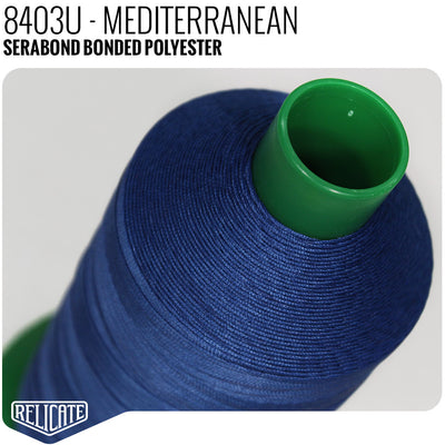 Serabond Bonded Polyester Outdoor Thread - SIZE 30 (TEX 90) Mediterranean - 8403U - Size 30 (TEX 90) - 8 OZ - Relicate Leather Automotive Interior Upholstery