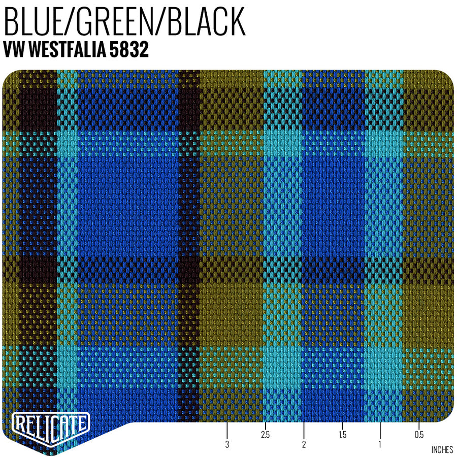 Westfalia Plaid Fabric - Blue Product / Blue/Green/Black - Relicate Leather Automotive Interior Upholstery
