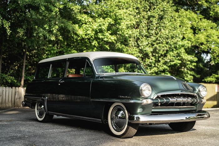 1953 Plymouth Suburban upholstered interior with Relicate Amber Glow distressed leather