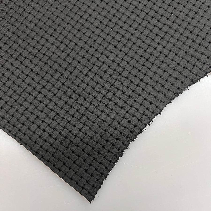 Basketweave Embossed Leather - Black - Half Hide