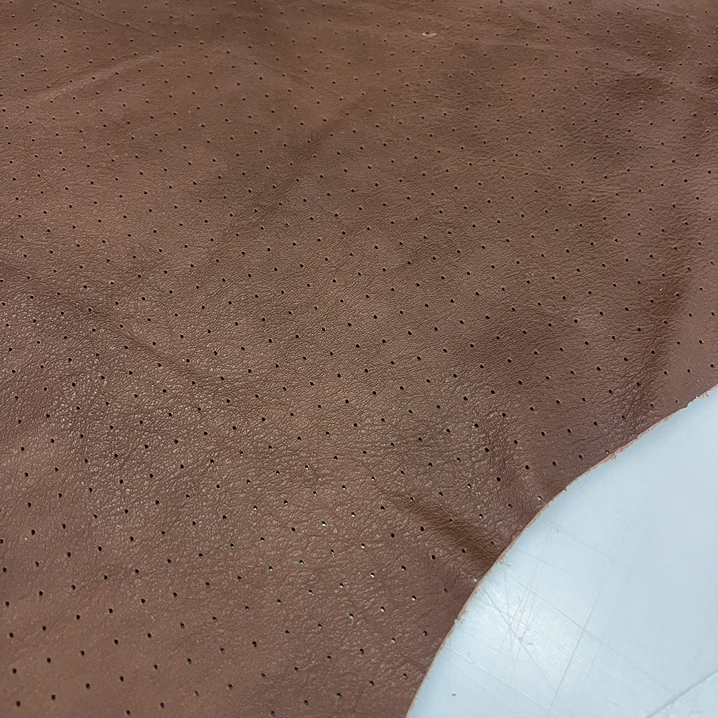 Antiqued Brown Perforated Half Hide - Relicate Leather Automotive Interior Upholstery