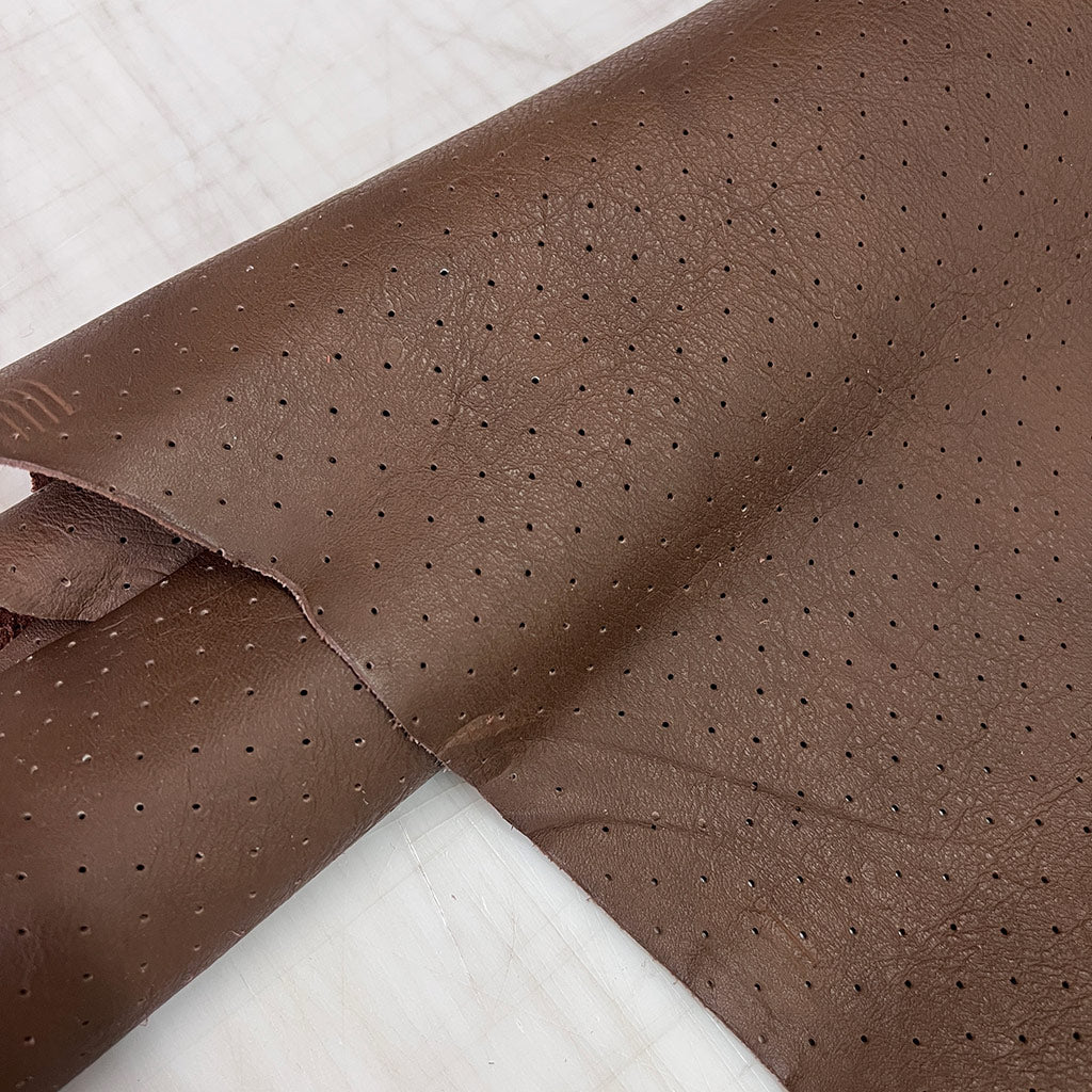 Antiqued Brown Perforated Half Hide - Relicate Leather Automotive Interior Upholstery