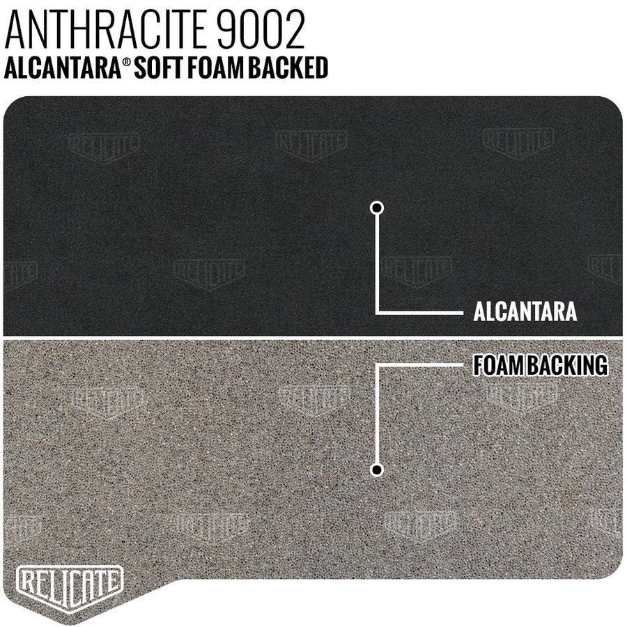 Alcantara Soft Foam Backed - 9002 Anthracite YARDAGE - Relicate Leather Automotive Interior Upholstery