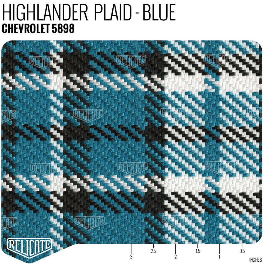 Chevrolet Highlander Plaid Seat Upholstery - Blue Product / Blue/Black/White - Relicate Leather Automotive Interior Upholstery