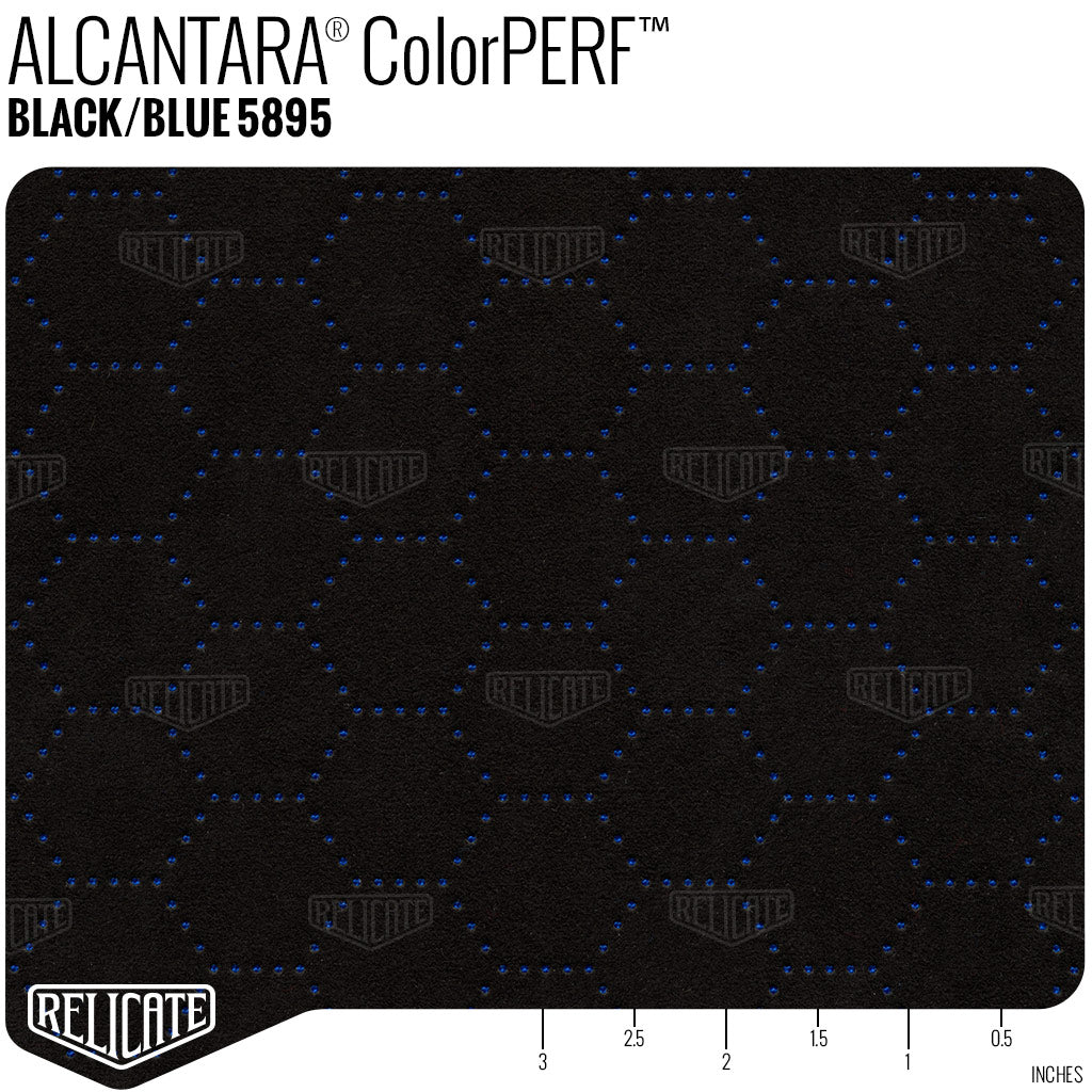 Alcantara Perforated - ColorPERF Black/Blue - Hex Half Yard - Relicate Leather Automotive Interior Upholstery