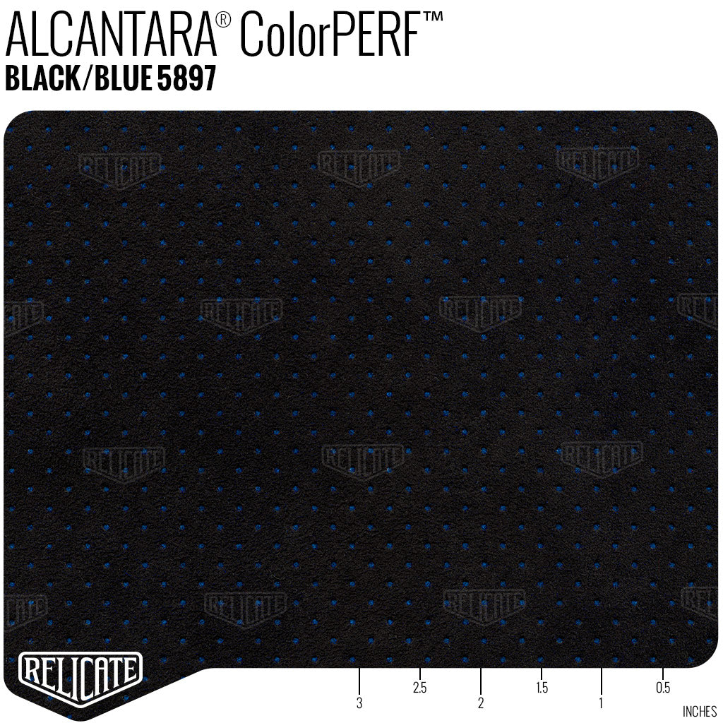 Alcantara Perforated - ColorPERF Black/Blue Sample - Relicate Leather Automotive Interior Upholstery