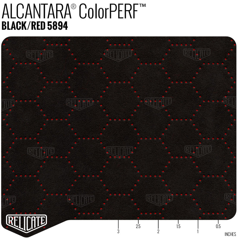 Alcantara Perforated - ColorPERF Black/Red - Hex - Relicate