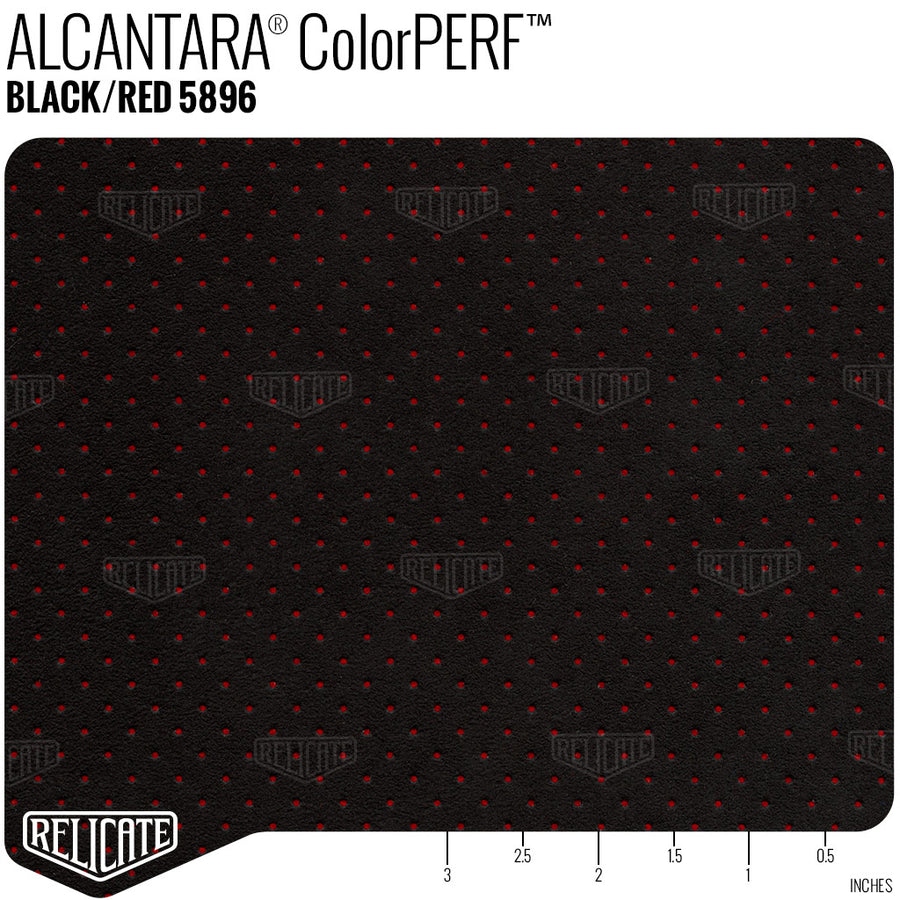 Alcantara Perforated - ColorPERF Black/Red Half Yard - Relicate Leather Automotive Interior Upholstery