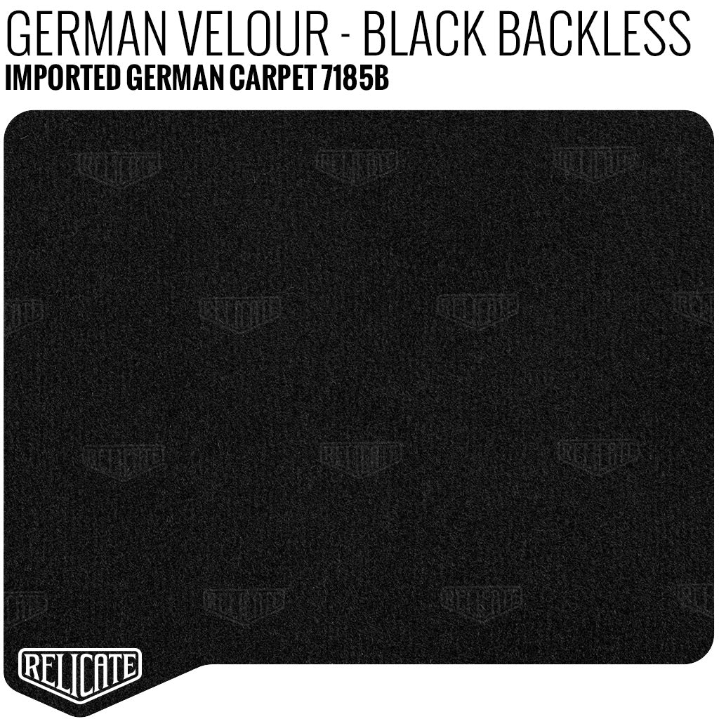 German Velour Carpet - Black Backless Yardage - Relicate Leather Automotive Interior Upholstery