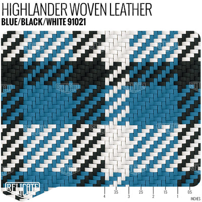 Hand Woven Leather - Nappa Leather - Highlander Blue Product / Half Yard - Relicate Leather Automotive Interior Upholstery