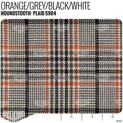 Houndstooth-Plaid Seat Fabric - Orange/Grey/Black/White Product / Orange/Grey/Black/White - Relicate Leather Automotive Interior Upholstery