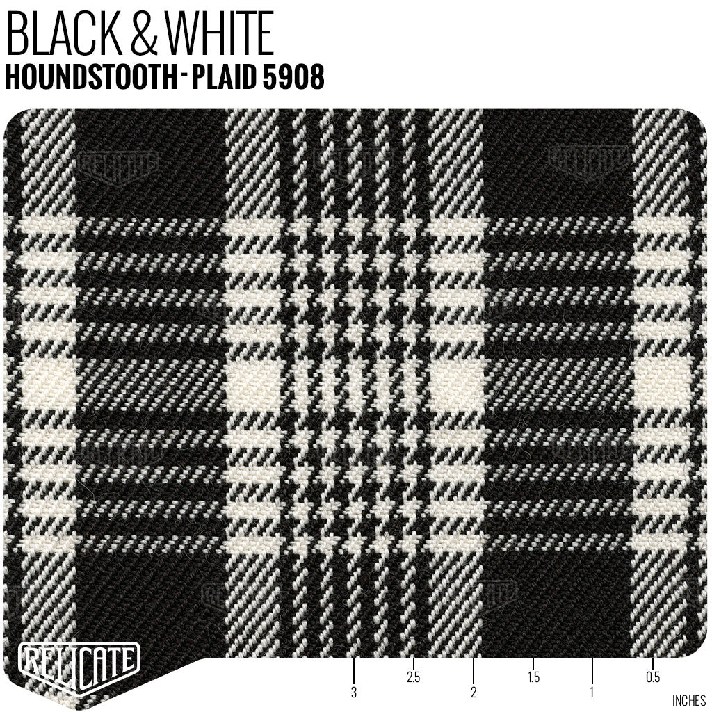 Houndstooth-Plaid Seat Fabric - Black & White Product / Black & White - Relicate Leather Automotive Interior Upholstery