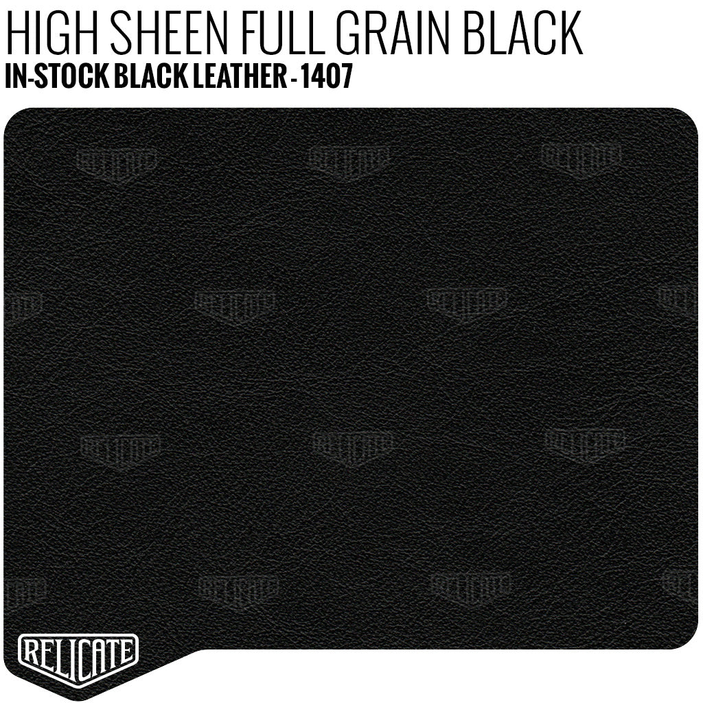 High Sheen Full Grain Black Leather Full Hide - Relicate Leather Automotive Interior Upholstery