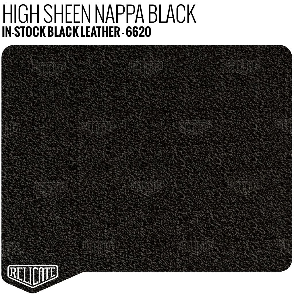 Nappa Italia High Sheen Black Leather Full Hide - Relicate Leather Automotive Interior Upholstery