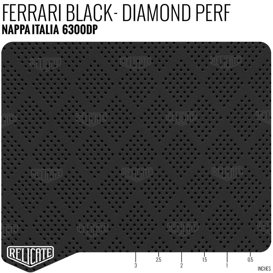 Nappa Italia Ferrari Black Diamond Perforated Leather Product / 1/2 Hide - Relicate Leather Automotive Interior Upholstery